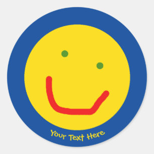 Zon gelukkig gezicht lachen ronde sticker