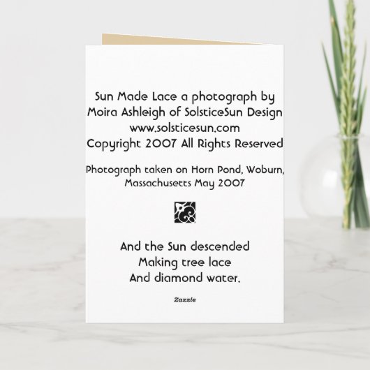 Zon Gemaakt Kant Kaart (Achterkant)