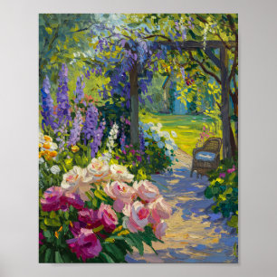 Zon-Gevlekte Tuin Sanctuarium Olie Schilderij Poster
