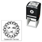  Zon Gezicht Antropomorfische Tekening #1 Naam Zelfinktende Stempel (In situ)