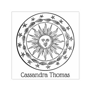  Zon Gezicht Antropomorfische Tekening #2 Naam Zelfinktende Stempel