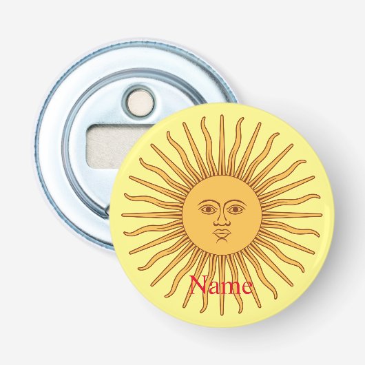 Zon gezicht kunstillustratie Thunder_Cove Button Flesopener (Voorkant)