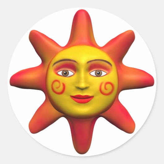 Zon gezicht ronde sticker (Voorkant)