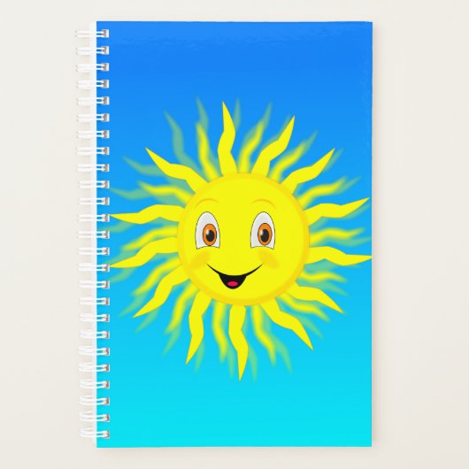 Zon glimlachen in blauwe hemel planner (Voorkant)