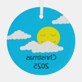 Zon glimlachen met Popcorn Clouds: Glas Ornament (Achterkant)