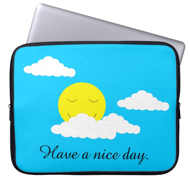 Zon glimlachen met Popcorn Clouds: Laptop Sleeve (Voorkant)