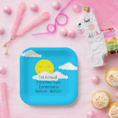 Zon glimlachen met Popcorn Clouds Papieren Bordje (Feest)