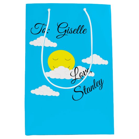 Zon glimlachen met Puffy Clouds Medium Cadeauzakje (Voorkant)