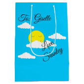 Zon glimlachen met Puffy Clouds Medium Cadeauzakje (Achterkant)