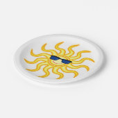 Zon glimlachen met zonnebril papieren bordje (Gekanteld)