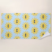 Zon glimlachen met zonnebril strandlaken (Voorkant)