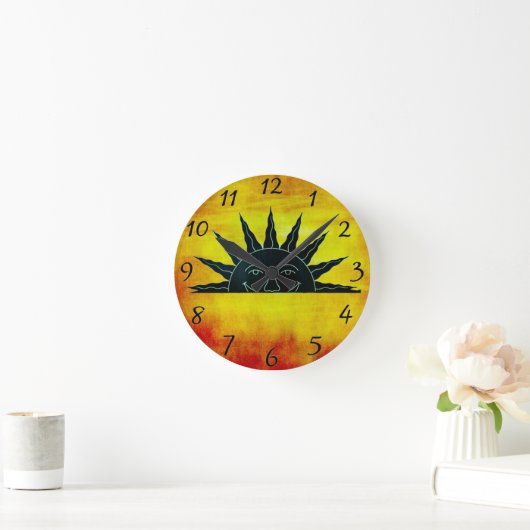 Zon glimlachen ronde klok (Huis)