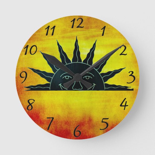 Zon glimlachen ronde klok (Voorkant)