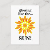 Zon gloeit als de zon visitekaartje (Voorkant)