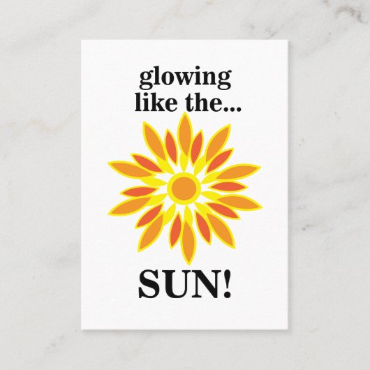 Zon gloeit als de zon visitekaartje (Voorkant)