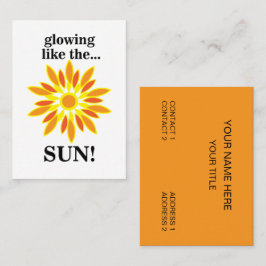 Zon gloeit als de zon visitekaartje