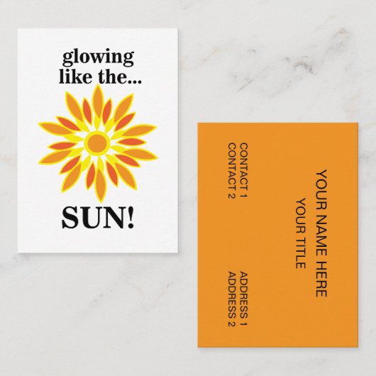 Zon gloeit als de zon visitekaartje (Voorkant / Achterkant)