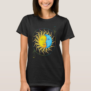 Zon Halve Maan Astronomie Hemellichaam Astrolo T-shirt