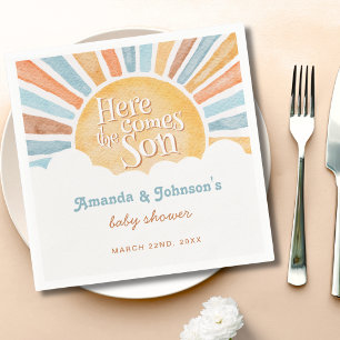 Zon Hier Komt de Zoon Jongens Baby Shower Servet