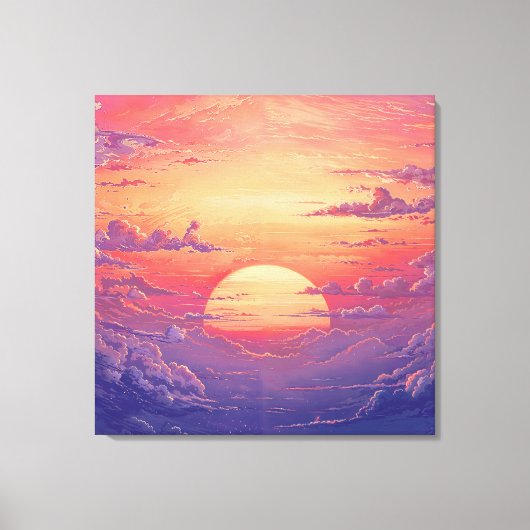 Zon Horizon - Levendige Schilderachtige Illustrati Canvas Afdruk (Voorkant)
