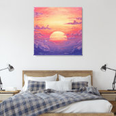 Zon Horizon - Levendige Schilderachtige Illustrati Canvas Afdruk (Insitu (Slaapkamer))