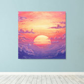 Zon Horizon - Levendige Schilderachtige Illustrati Canvas Afdruk (Insitu (Houten vloer))