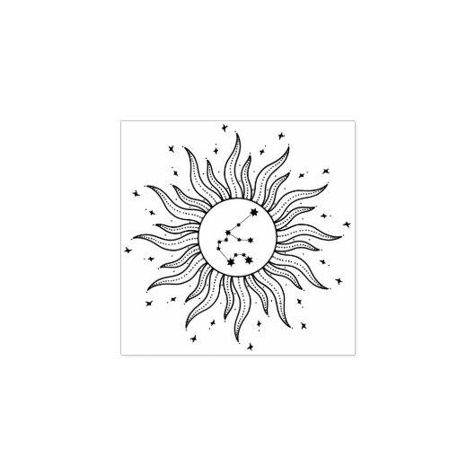 Zon Horoscoop Waterman Teken Rubberstempel (Afrduk)