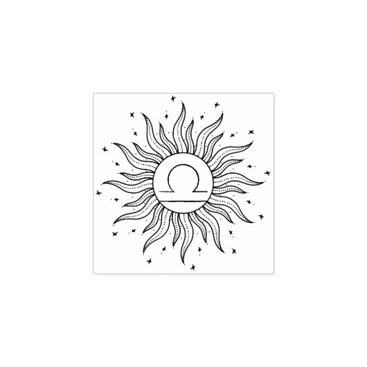 Zon Horoscoop Weegschaal | Zodiac Astrologie Rubberstempel (Afrduk)