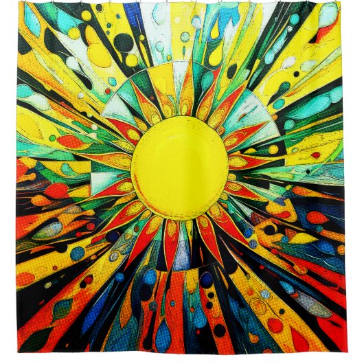 Zon in Abstract 910 Douchegordijn (Voorkant)