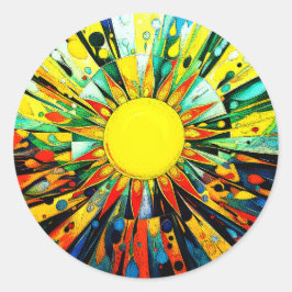 Zon in Abstract 910 Ronde Sticker