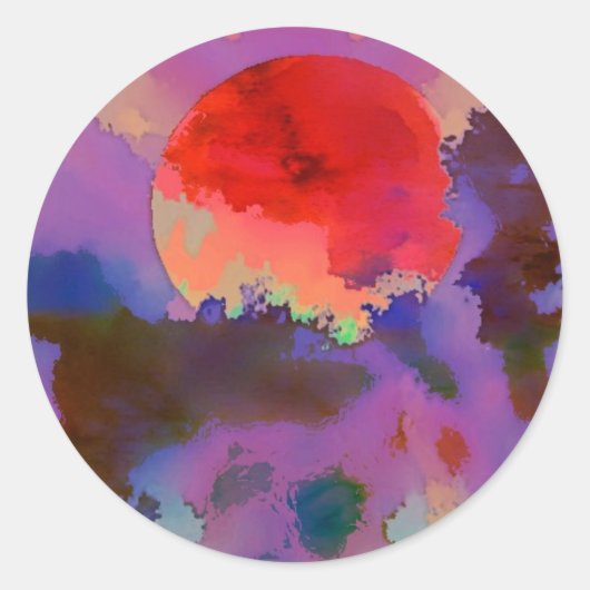 Zon in de bomen gezet ronde sticker (Voorkant)