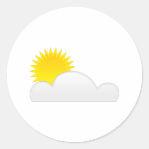 Zon in de wolken ronde sticker