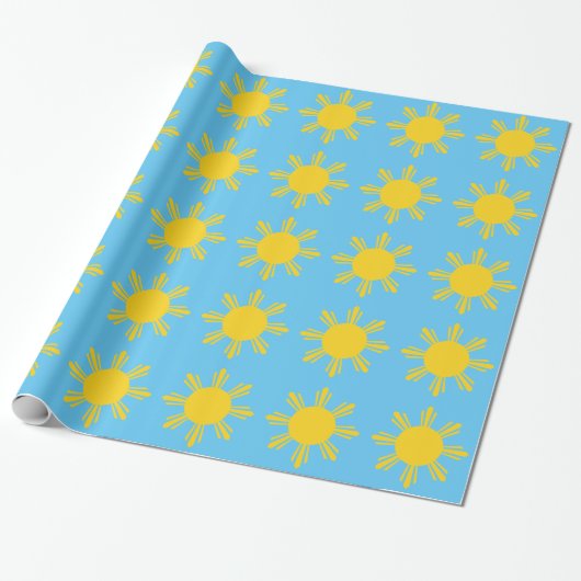 Zon in een hemel cadeaupapier (Uitgerold)