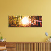 Zon in het herfstbos canvas afdruk (Insitu (Woonkamer))