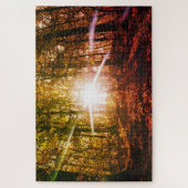 Zon in het herfstbos legpuzzel (Verticaal)
