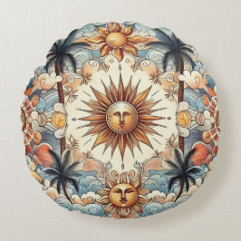 Zon in het paradijs (achterkant geel oker) rond kussen