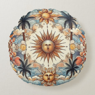 Zon in het paradijs (achterkant geel oker) rond kussen