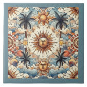 Zon in het Paradijs (met grens) Tegeltje (Voorkant)