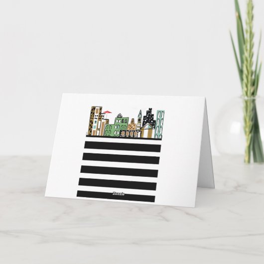 ZON IN HET WENSKAART VAN DE STAD BEDANKKAART (Achterkant)