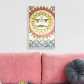 Zon in Madhubani schilderstijl Canvas Afdruk (Insitu (Woonkamer))