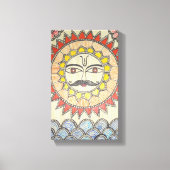 Zon in Madhubani schilderstijl Canvas Afdruk (Voorkant)