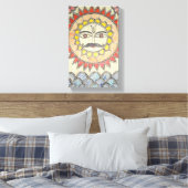 Zon in Madhubani schilderstijl Canvas Afdruk (Insitu (Slaapkamer))