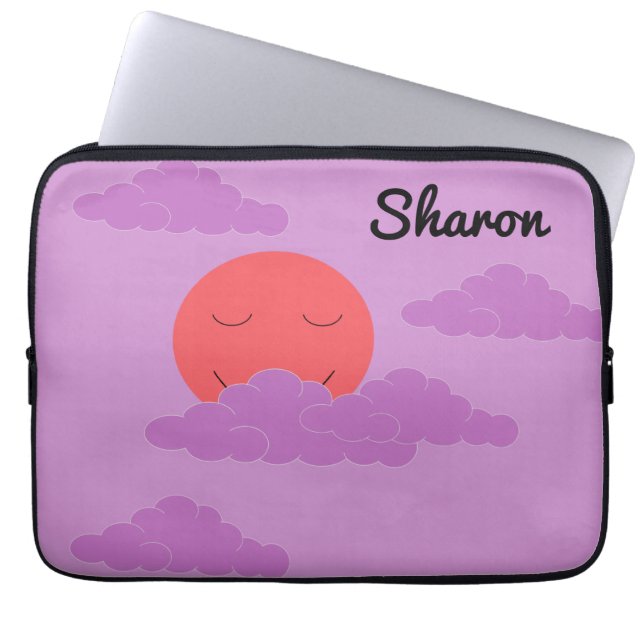 Zon instellen met Paarse wolken Laptop Sleeve (Voorkant)