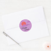 Zon instellen met Paarse wolken Ronde Sticker (Envelop)