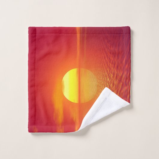 Zon instellen op Oranje Zee Calm Ocean Sunset Bad Handdoek (Wasdoekje)