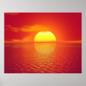 Zon instellen op Oranje Zee Calm Ocean Sunset Poster (Voorkant)
