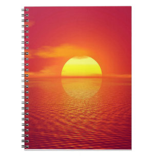 Zon instellen op Oranje Zee Calm Ocean Sunset Sca Notitieboek