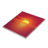 Zon instellen op Oranje Zee Calm Ocean Sunset Tegeltje (Zijkant)