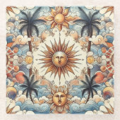 Zon is in het paradijs glazen onderzetter (Voorkant)