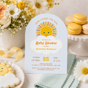 Zon Jongen Baby Shower Hier Komt de Zoon Cute Blau Kaart